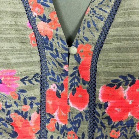 Tanya Taylor Rhett Floral Silk Mini Dress Green Size 4 Casual Cocktail v neck - Picture 6 of 8